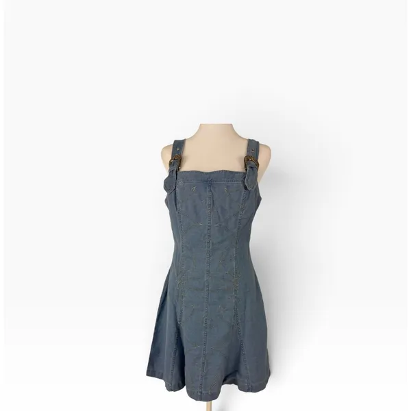 Beivy Women Denim Overall Jumper Dress Size L Blue Pinafore - Image 4