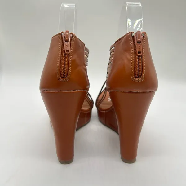 Diviana Sandal Womens 8.5 Brown Kealie Criss Cross‎ Cut Out Platform Wedges NEW - Image 7