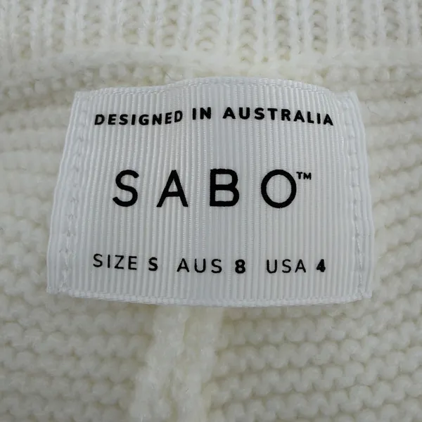 Sabo Skirt Cream Knit Shorts High Waist Drawstring Lounge Ivory Small US 4 EUC - Image 4