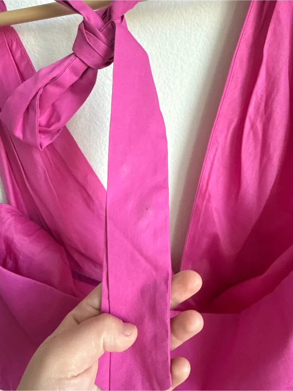 STAUD Kai Crisscross Halter Top Pink Tie Neck Bow Size 10 - Image 11