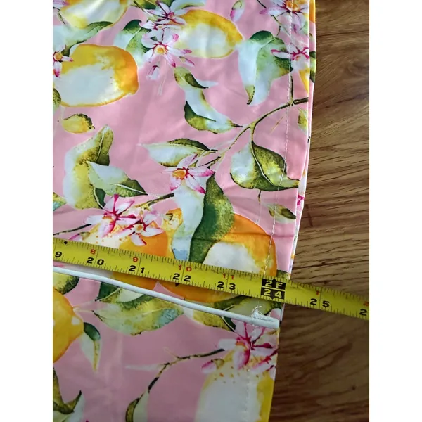 Pink Lemon Print Pajama Set Button Down Long Sleeve Pants Small - Image 10