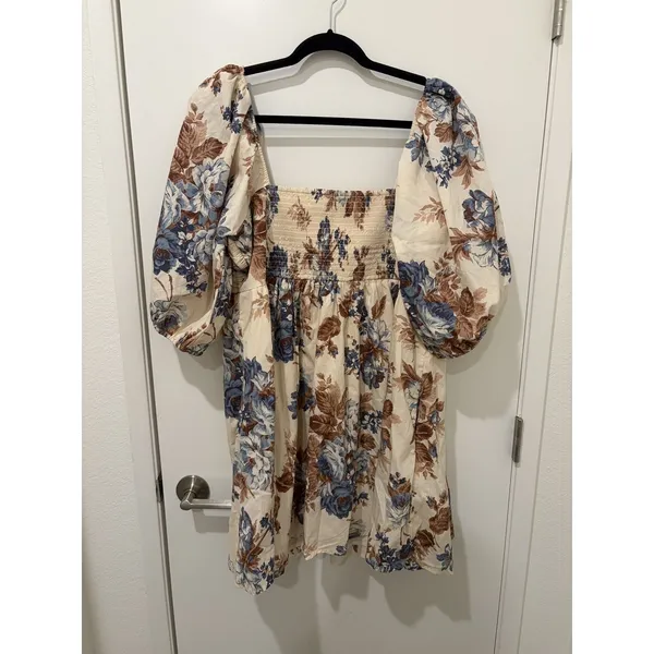 Abercrombie & Fitch Emerson Poplin Puff Sleeve Midi Dress XL Floral Boho - Image 2