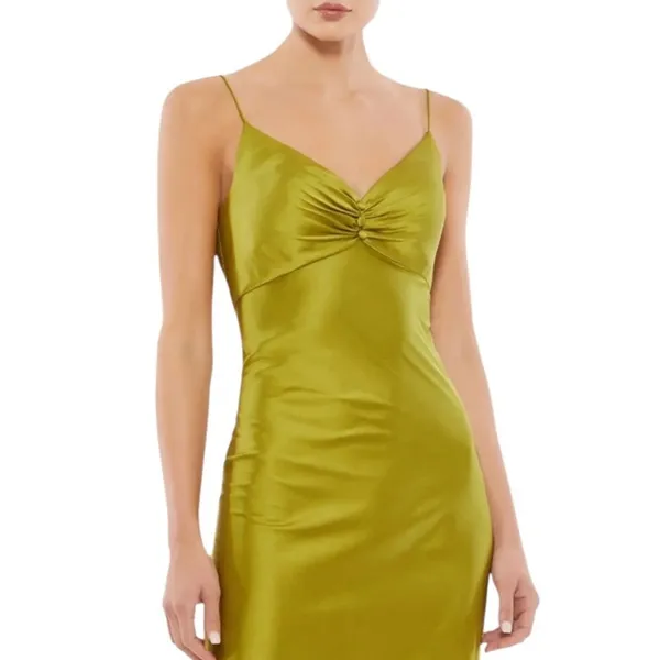 Mac Duggal NEW Size 0 Apple Green Spaghetti Strap Charmeuse Slip Dress 70167 - Image 2