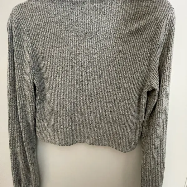 Garage Light Gray Ribbed Turtleneck Sweater - Image 3