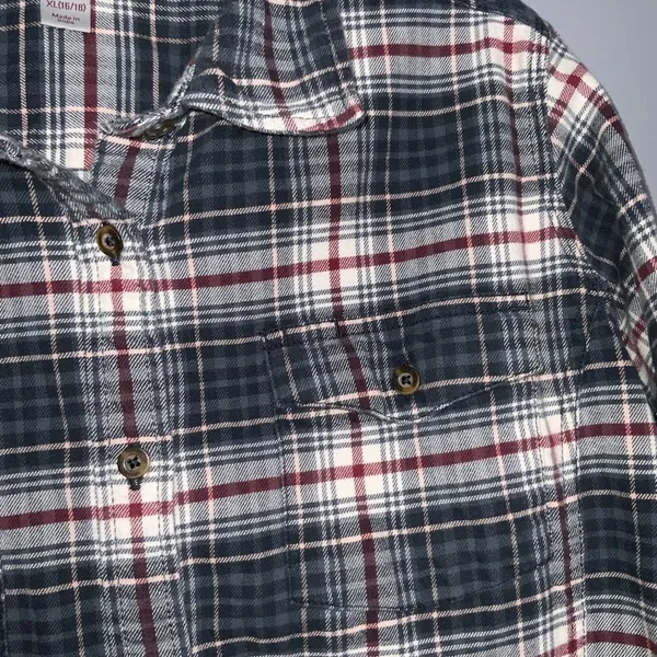 Carhartt Gray Red & White Mid Weight Flannel Button Front Long Sleeve Shirt XL - Image 2