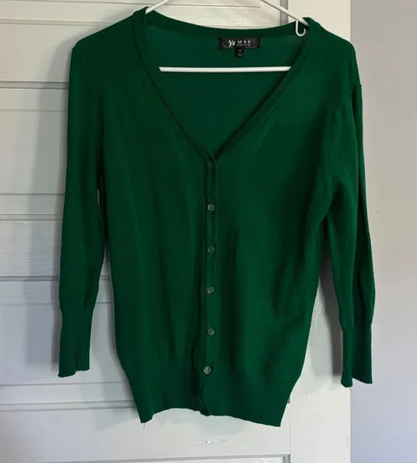 Ye Mak Sweater — Kelly Vibrant Green Cardigan - Image 3