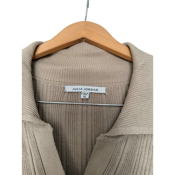 Julian Jordan Sweater Dress in Taupe Size XL Collared Long‎ Sleeve Ribbed - Image 4