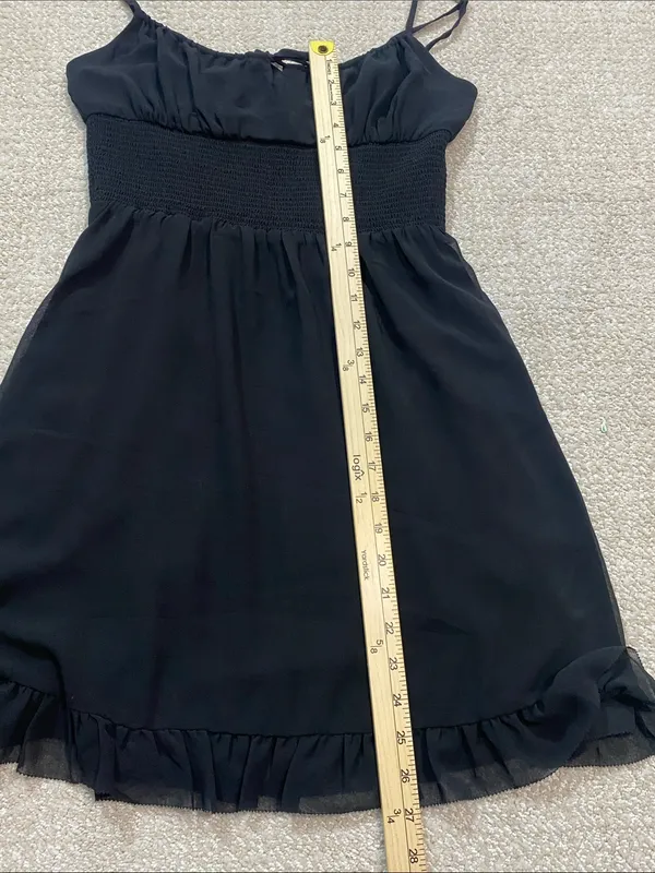 Aritzia Wilfred Black Smocked Mini Dress with Ruffle Hem Size M - Image 10
