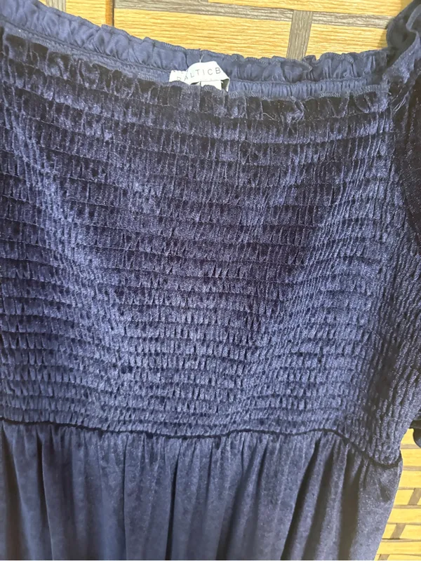 Baltic Born Navy Velvet Smocked Tiered Maxi Dress Size 2X - Image 5