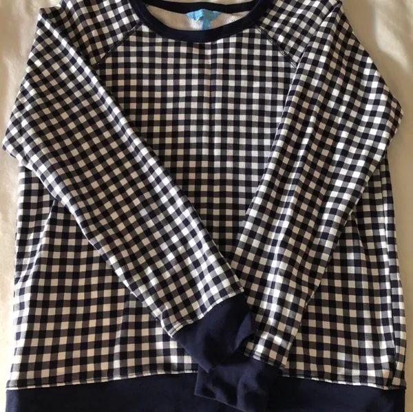 Draper James Natalie Sweatshirt in Blue Gingham - Image 3