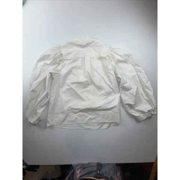 Alice‎ and Olivia Smocked Cuff Sleeve V Neck White Blouse XS - Image 6