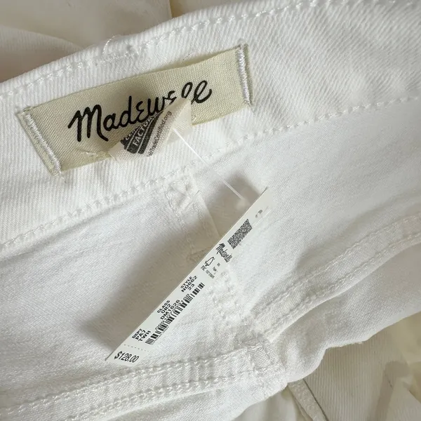 Madewell The Perfect Vintage Jean Tile White High Rise Classic Raw Hem US 23 NWT - Image 9