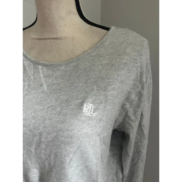 Ralph Lauren Grey Cotton Sweater Medium Long Sleeve Minimalist Preppy Old Money - Image 3