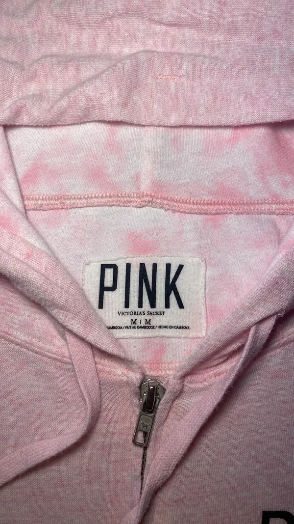 Victoria's Secret PINK Lightweight Light Pink Perfect Zip Hoodie Size Medium EUC - Image 6