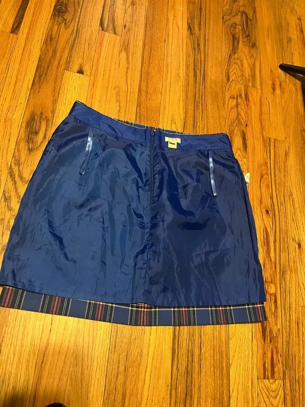 J.CREW Blue Plaid Wool Blend Mini Skirt - Size 2 - Image 3