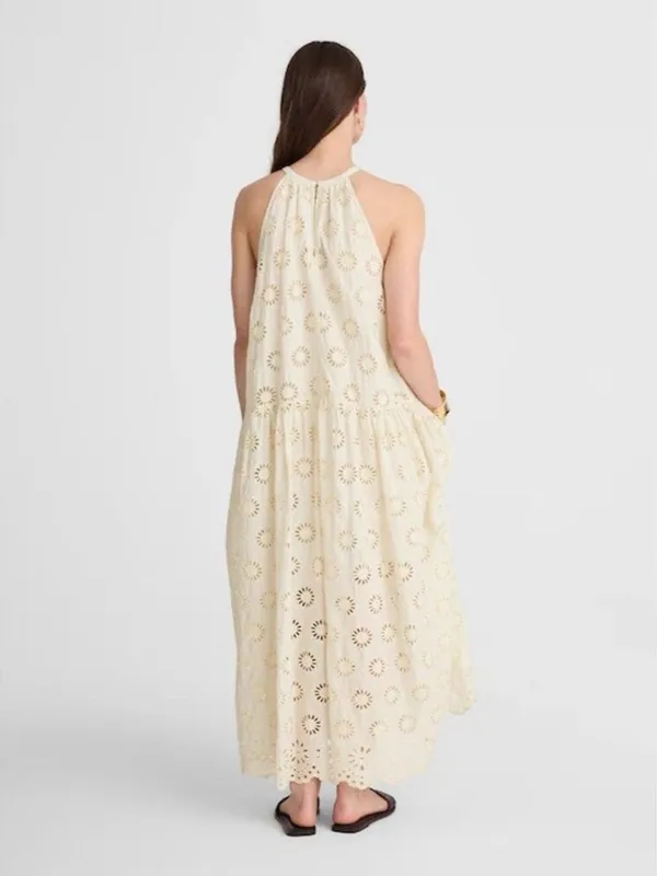 Madewell $198 Embroidered Drop-Waist Maxi Dress Floral Eyelet Ivory Size XXS - Image 7