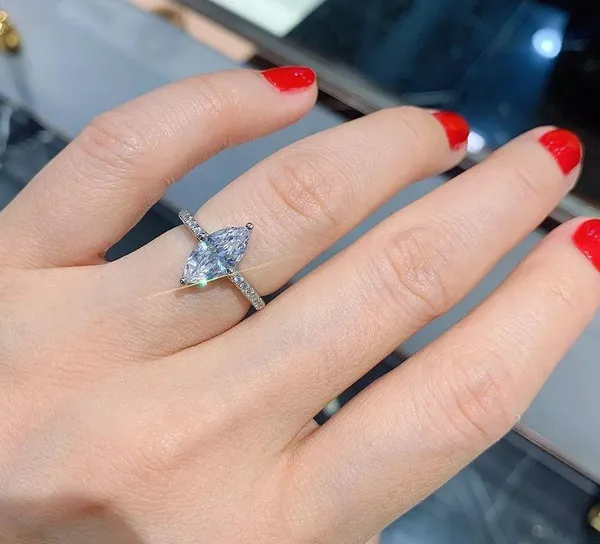 Sterling Silver SIZE 9 925 SONA Diamond Marquise Engagement Ring - Image 5