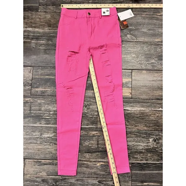 Holic Jeans Pink Distressed Skinny Size M Stretchy‎ NWT - Image 3
