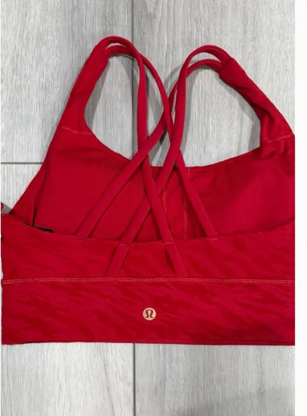 lululemon Energy Sports Bra Long Line in Dark Red. Light Support A-C Cup. Size 6 - Image 2