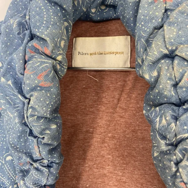 Anthro Pilcro Letterpress Blue Printed Cotton Puffer Vest Women’s Medium - Image 3