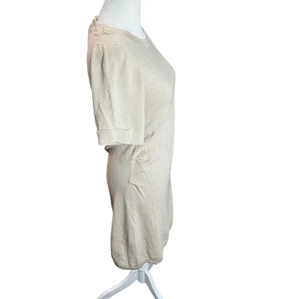 M Patmos Silk Cashmere Ruched Knit Sweater Dress Oatmeal XS - Image 3