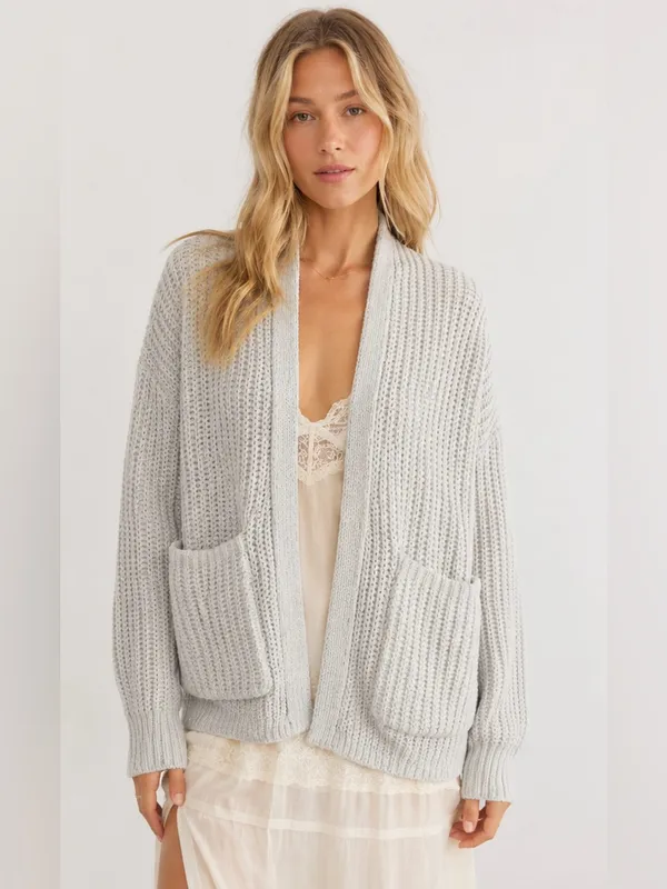 American Eagle Outfitters Open-Front Chunky Knit Cardigan Light Blue Size Small - Image 9