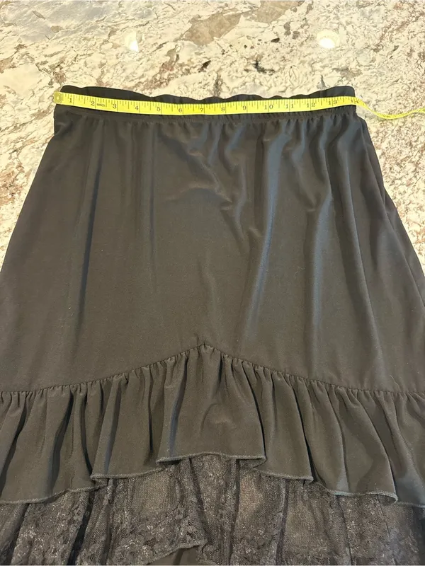 Susan Lawrence Black Lace Ruffle Midi Skirt Small Made in USA - Image 5