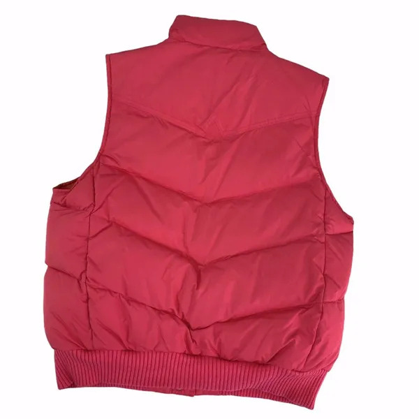 GAP Womens Large Pink Puffer Vest Full Zip‎ Pockets Big Snap Cinched Waist - Image 10