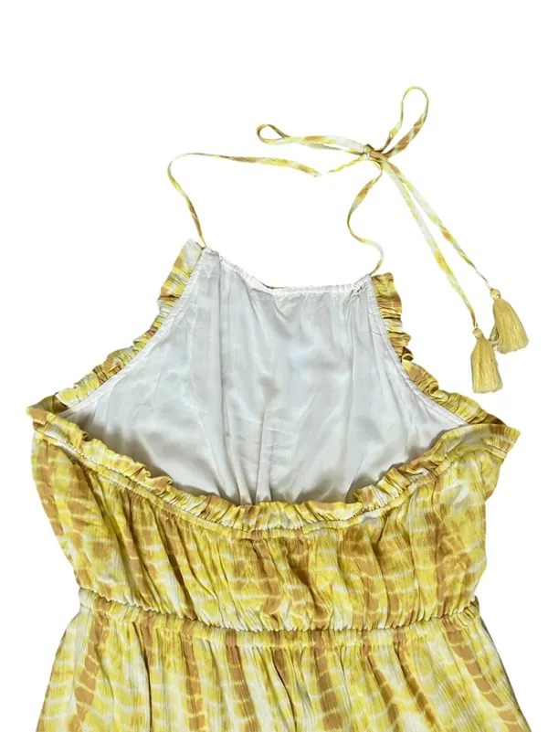 Revolve Majorelle Women’s Baker Yellow Tie Dye Halter Neck Tassel Tie Mini Dress - Image 8