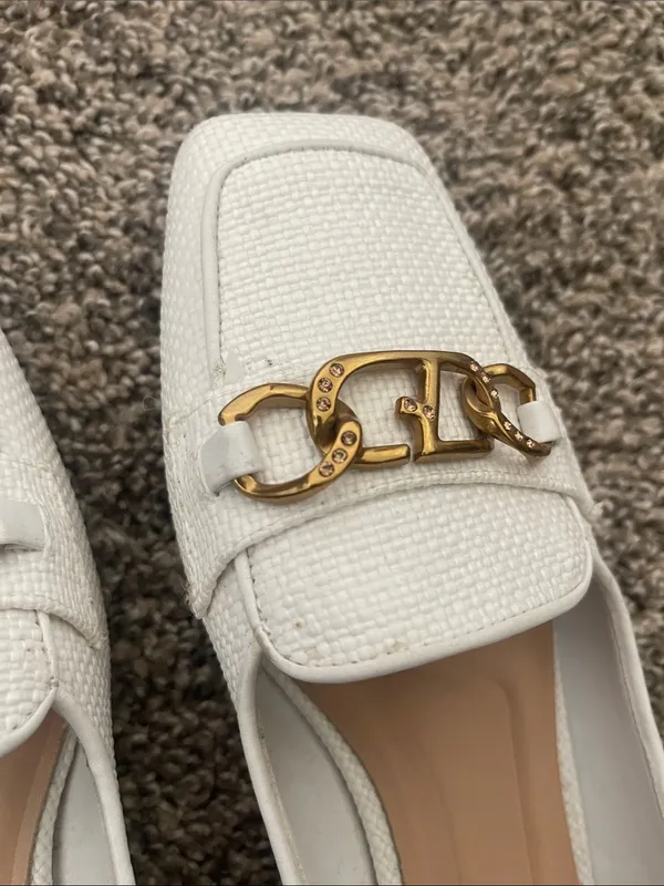 Women’s Franco Sarto Tiari Chain Square Toe Woven Loafer White Size 8 - Image 10