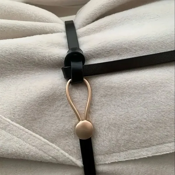 Black Trendy Knotted Skinny Thin Belt For Women Classic Solid Color Faux Leather - Image 13