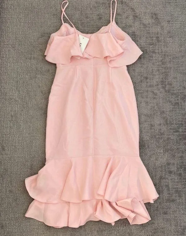 Likely 499  revolve pink ruffle midi dress - Image 5