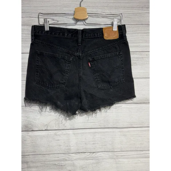 Levi's Shorts Womens W29 501 Button Fly Black Raw Hem Grunge High Rise - Image 7