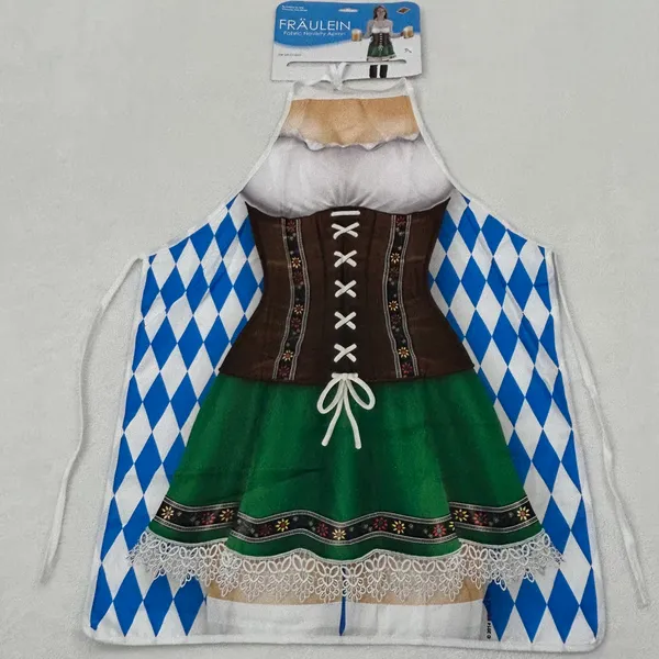 Oktoberfest Fraulein Fabric Novelty Apron Halloween Costume German Bar Maiden - Image 2