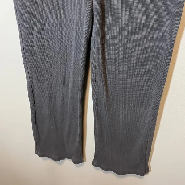 Losano Organic Cotton Waffle Knit Lounge Pants Charcoal Gray Drawstring Small - Image 5