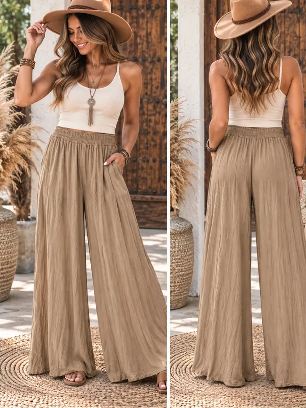 Final Touch Taupe Wide-Leg Palazzo Pants - Image 2