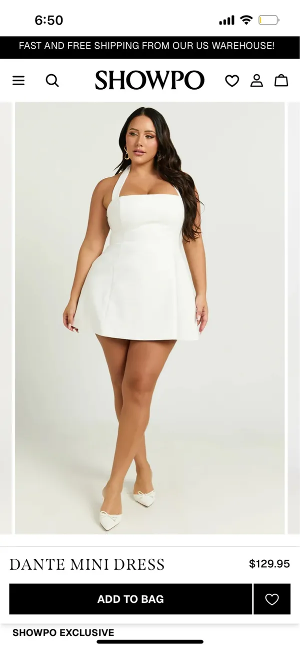 Showpo Dante Mini Dress Halter Neck Tie Tulip Skirt Size Medium MSRP $129 - Image 2