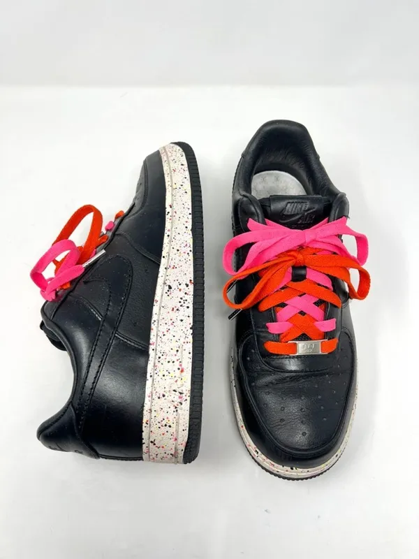Nike Air Force 1 Supreme Low Black Laser Pink Speckled Sole Double Laced Size 9 - Image 9