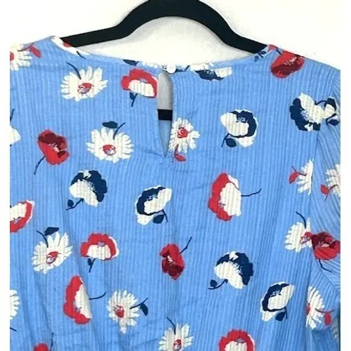NWT LOFT Blue‎ Floral Dress 14 Smocked Waist Tiered Fit & Flare Spring Whimsical - Image 10
