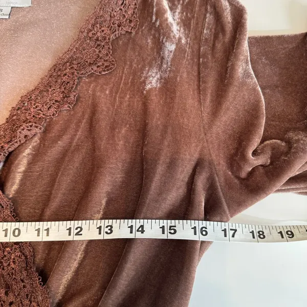 Velvet Romper Lace Trim Boho Festival Bell Sleeve Mauve Brown Festival Trendy S - Image 10