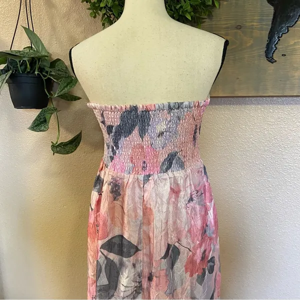 Lulus NWOT Blushing Darling Light Pink Floral Strapless High-Low Maxi Dress - Image 5