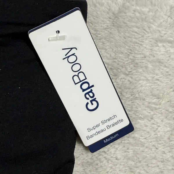 GapBody Super Stretch Bandeau Bralette Black Strapless Wireless Bra Medium NWT - Image 2