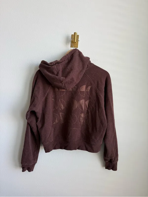 Spiritual Gangster Hallie Phases Cropped Hoodie Moon Graphic Brown Medium - Image 9