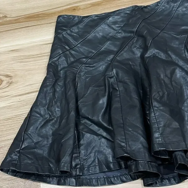 Free People Vegan Leather Paneled Mini Skirt Black Women’s 2 - Image 2