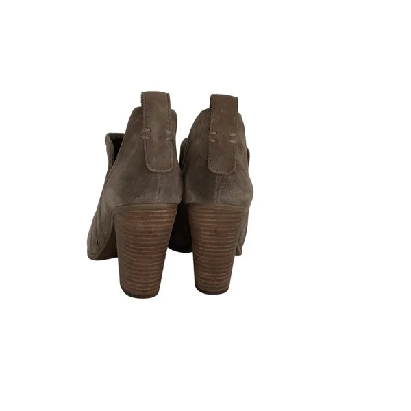 Vince Camuto Francia Suede Bootie Taupe Stacked Block Heel 8.5 Ankle Boots - Image 5