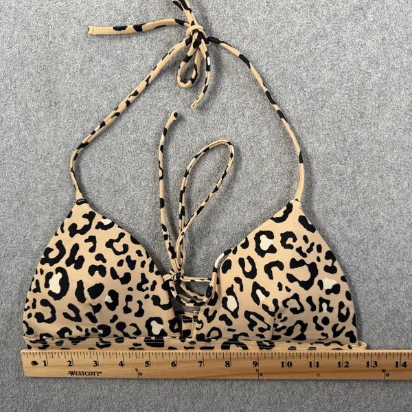 Hollister Women's Small Bikini Top Leopard Print Triangle Adjustable Tie Swim - Image 2