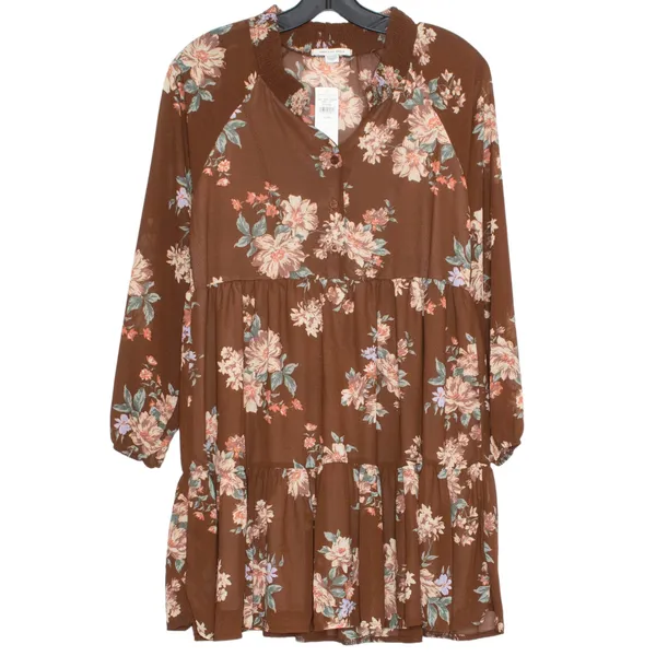 NWT American Eagle Dress Floral Cottage Boho Romantic Feminine Prairie Brown XS - Image 7