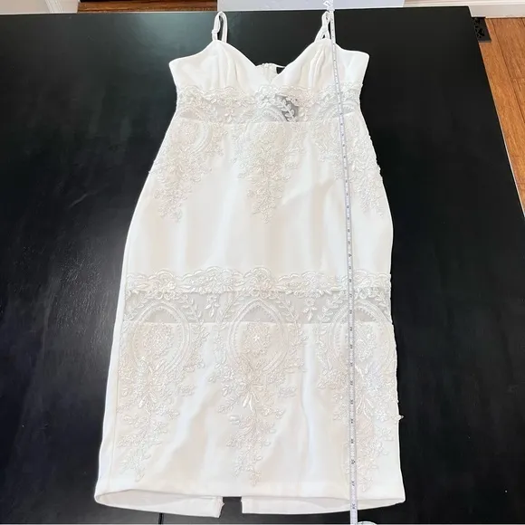 NWT Lulus Can't Deny It White Lace Sleeveless Bodycon‎ Midi Dress MEDIUM - Image 11