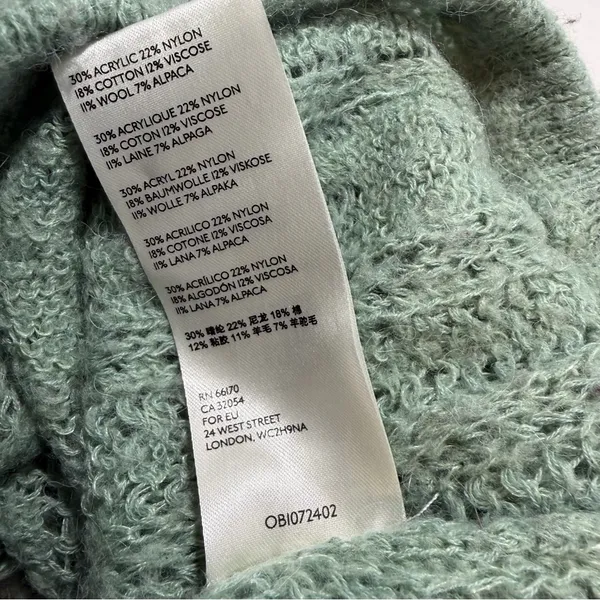 Free People Angel Soft Sweater Small Mint Green Alpaca Blend Oversized Open Knit - Image 9