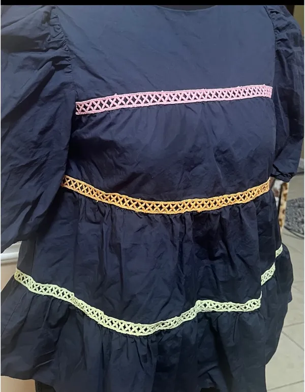 English Factory Navy Top with Multicolor Accents - Image 5